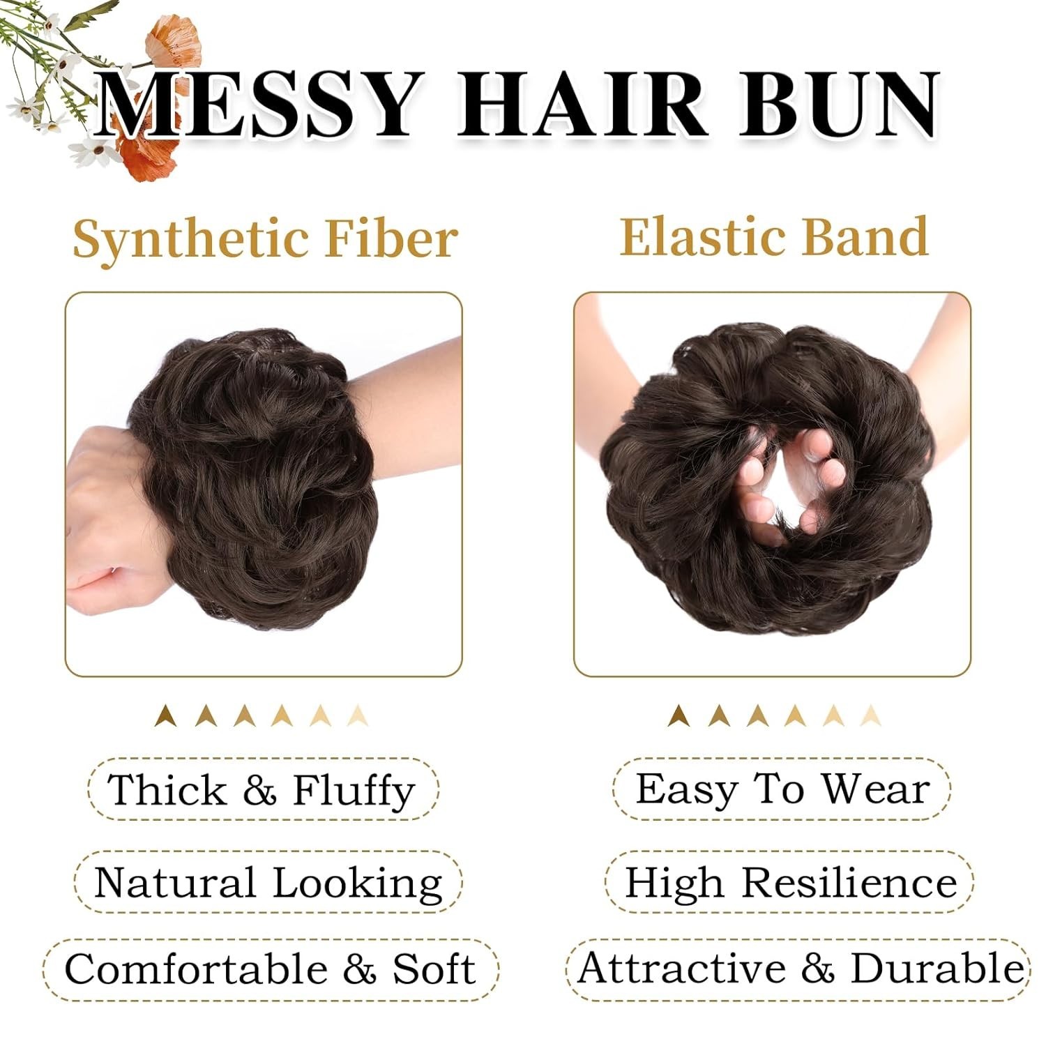 Lightweight Messy Bun Hair Extensions – Curly Chignon for Special Occasions