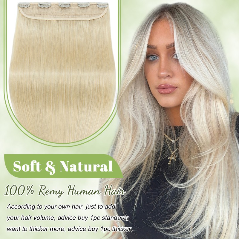 CLEARANCE Clip in on One Piece Real Remy Human Hair Extensions Full Head Thick
