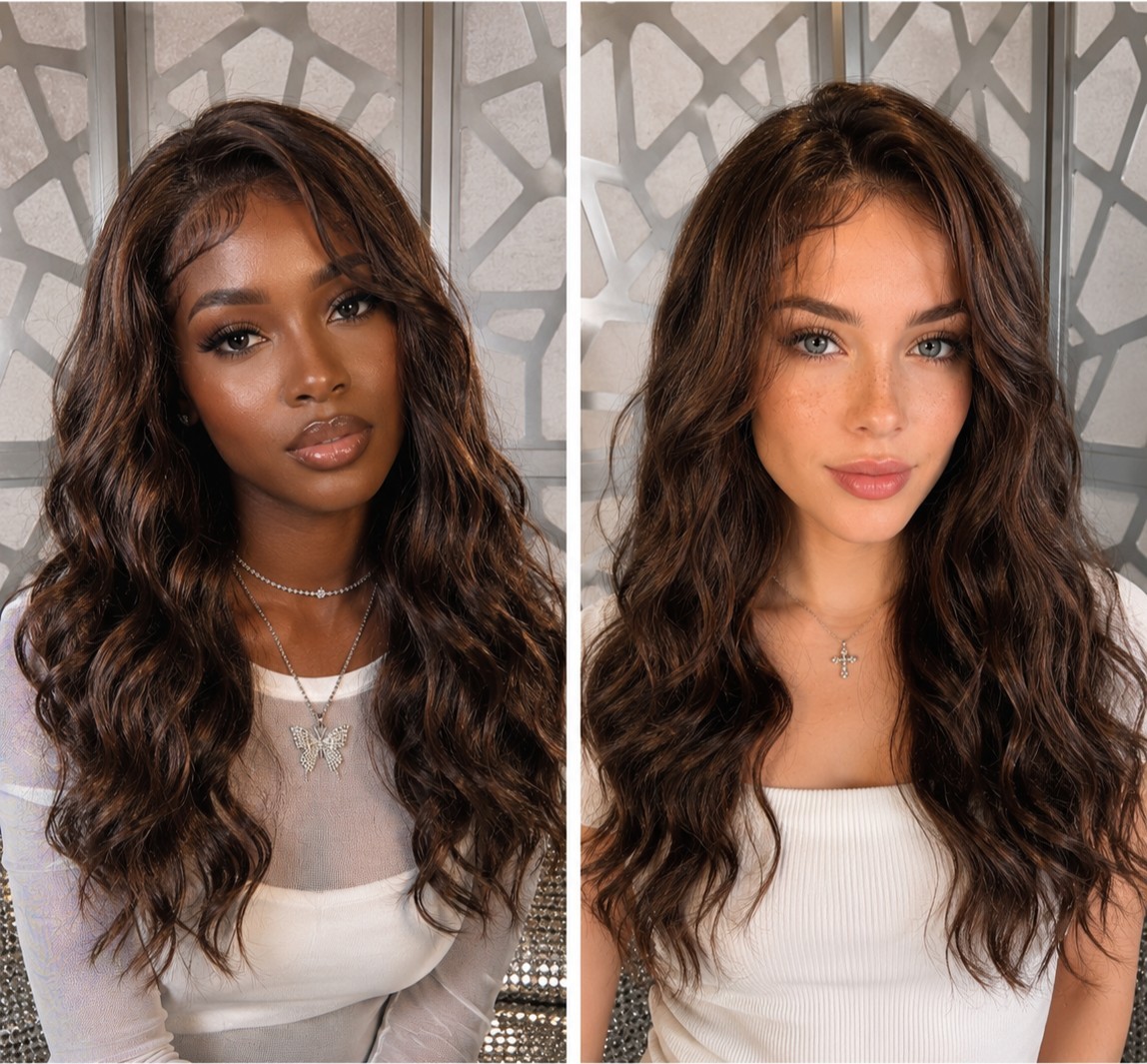 Brown Body Wave Wig 13×6 Lace Front 100% Human Hair Wig Virgin Remy Loose Wave