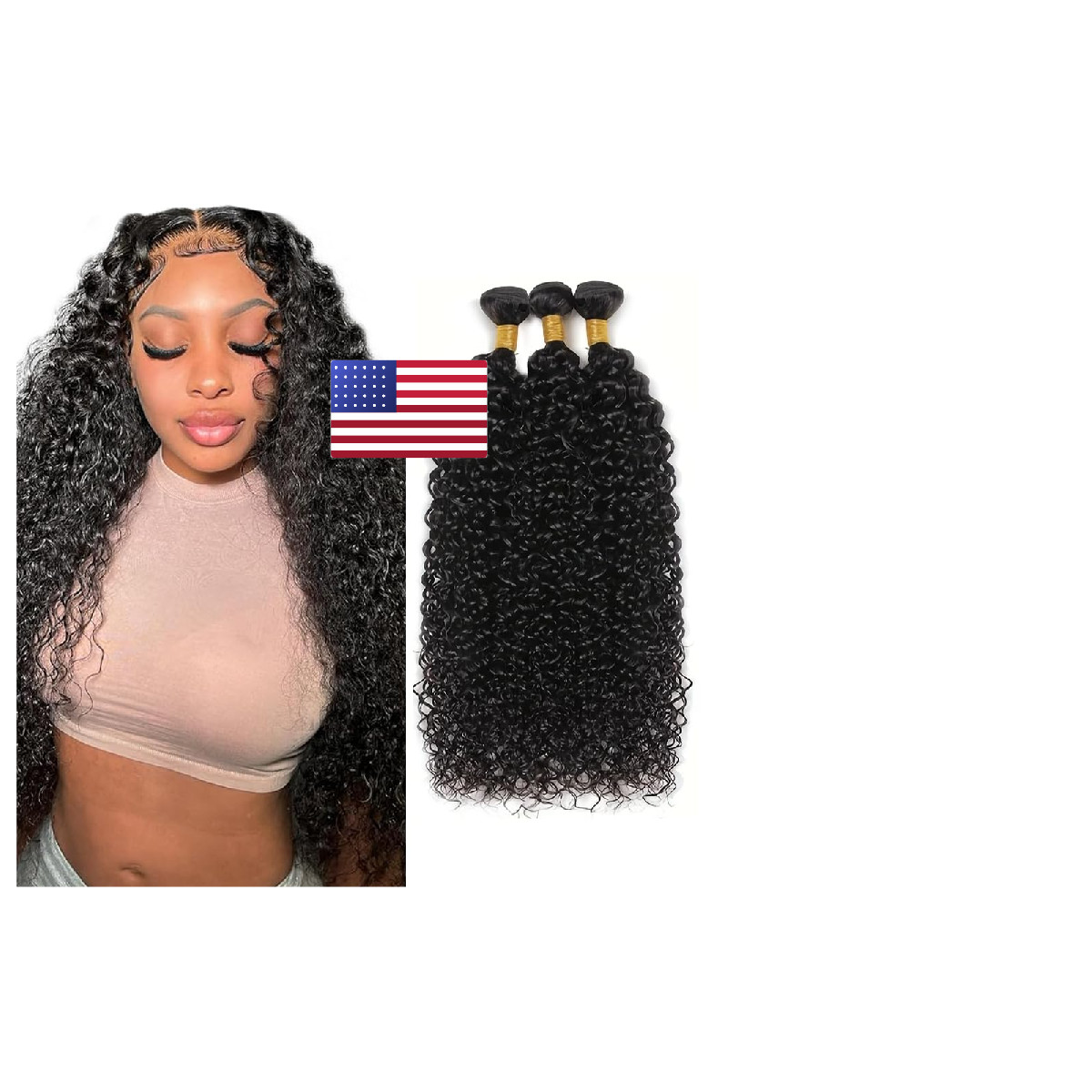 Wuvusnm Human Hair Bundles Human Hair Curly Bundles Kinky Curly Bundle 18 20 22