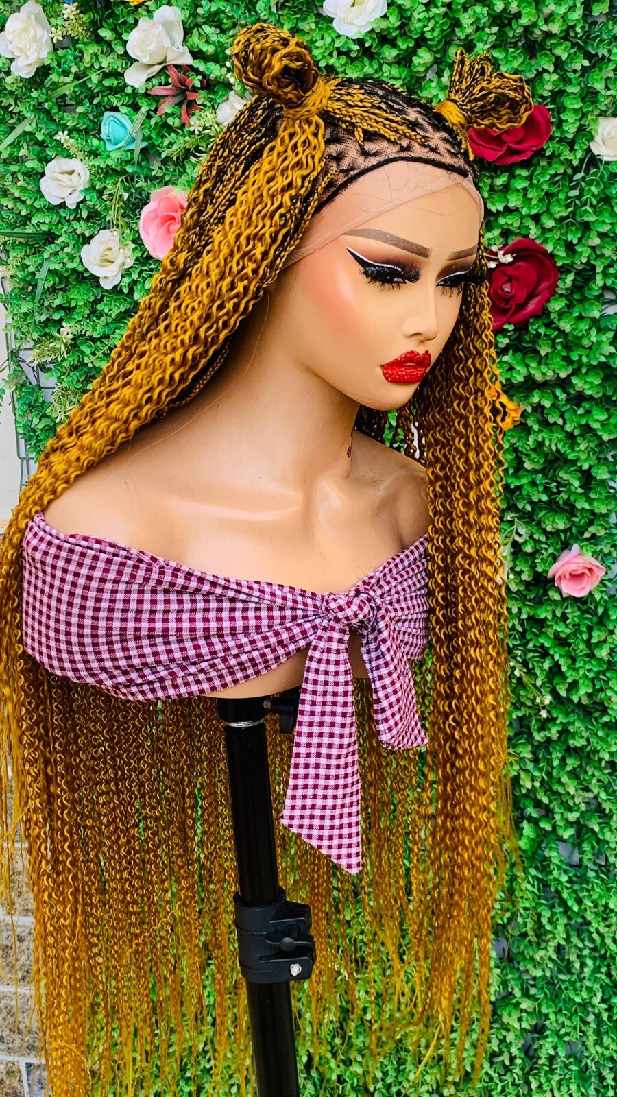 KNOTLESS WATERMELON BRAIDED WIG ON 13*6 LACE CLOSURE 42″
