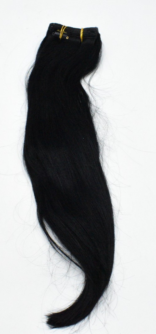 Full Shine 100% Human Hair Clip-In Extensions 1B Black 18″ Straight 7 Pcs 120g