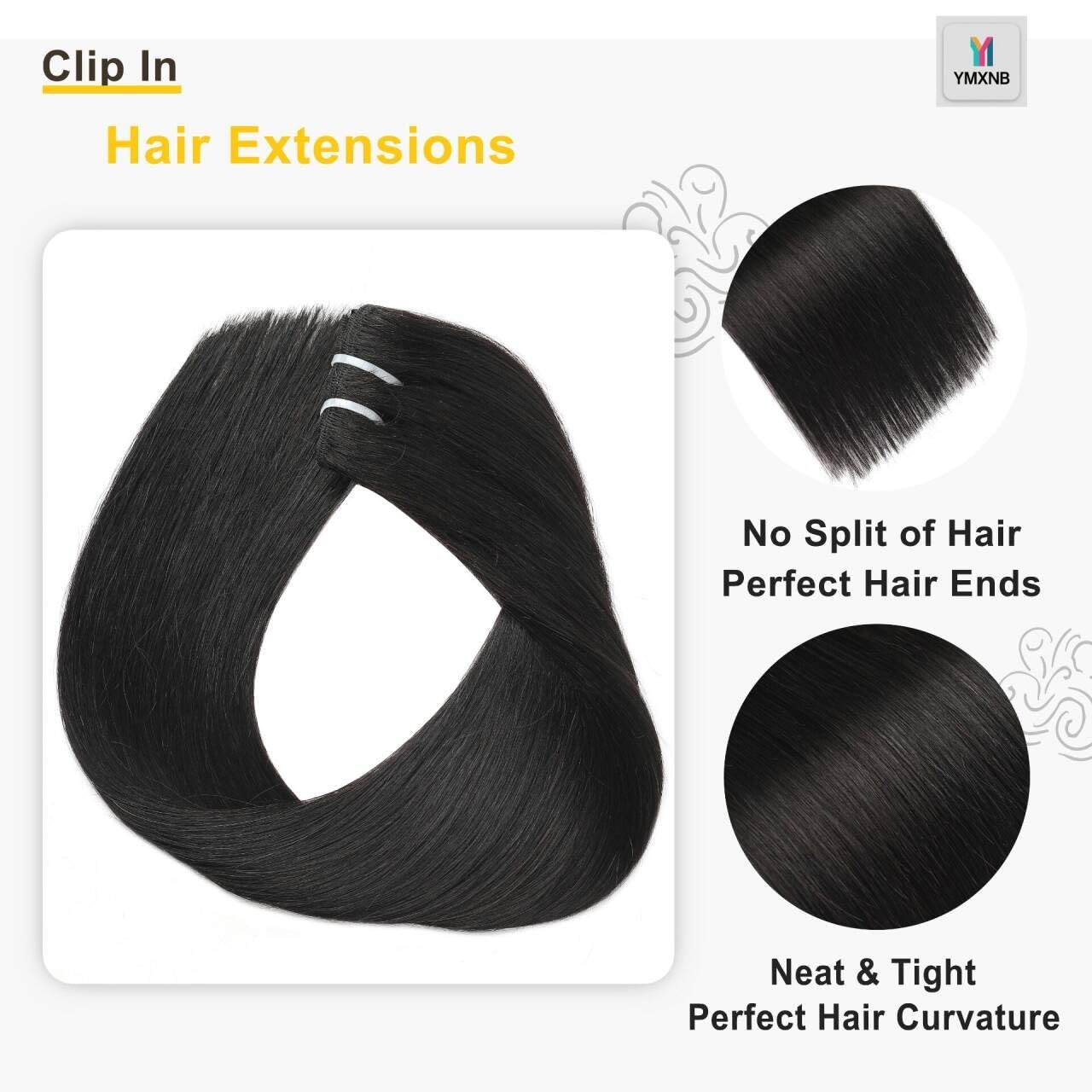 Ymxnb Clip In Hair Extensions Real Human Hair 14Inch 90G 100 Remy Human Hair