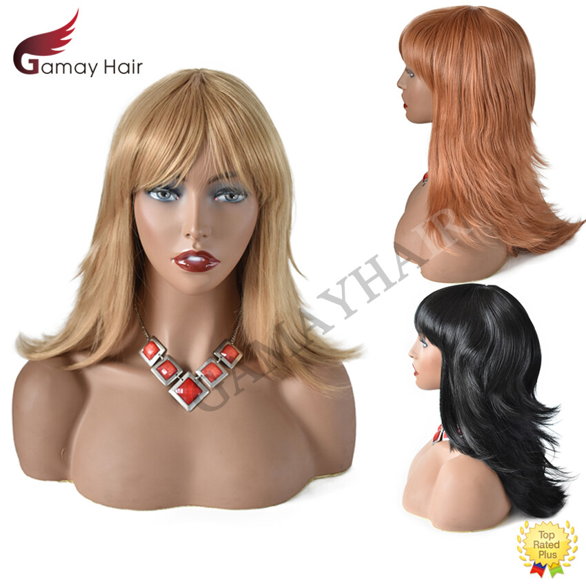Layered Long Synthetic Hair Machine Made Wig for Women Premium Quality Natural