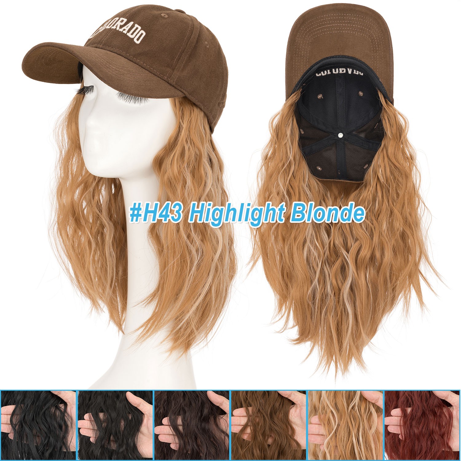 USA Cap with Hair Attached For Women Wig Hat with Hair Short Bob Style Synthetic