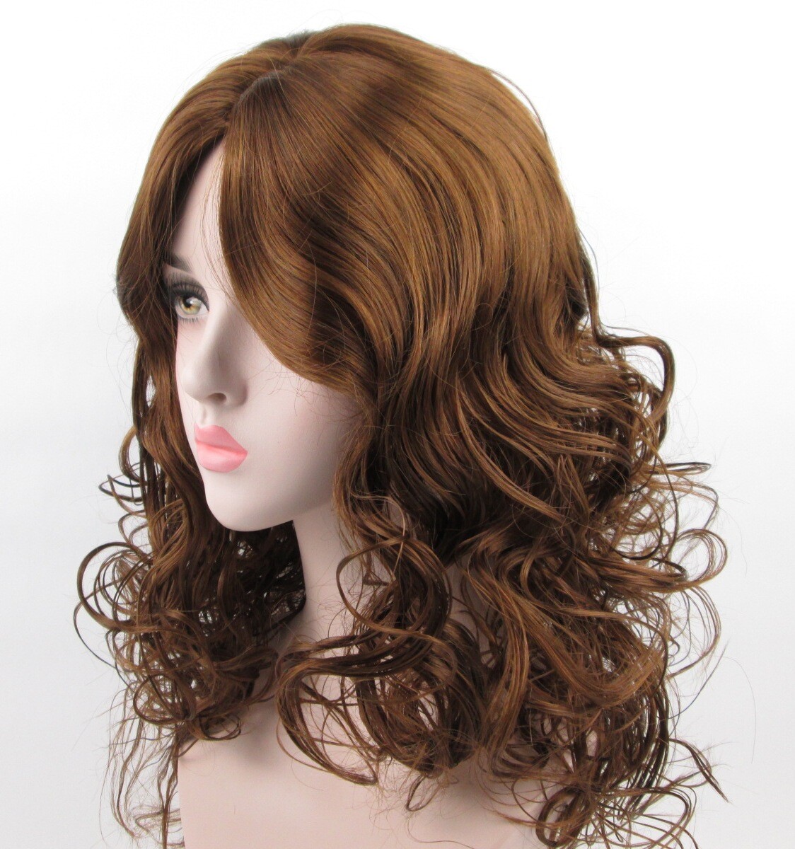WOMEN LONG LAYERED BIG LOOSE BOUNCY CURLS CURLY HAIR WIG SKIN TOP NO BANGS GRACE