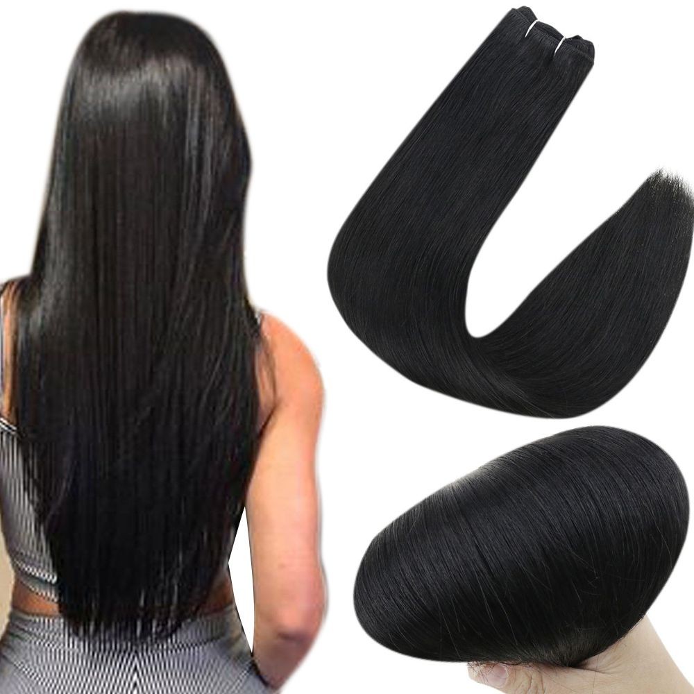 Sunny Hair WEFT 16in Ebony Pure Black Human Hair Extensions HW_1_16_100G