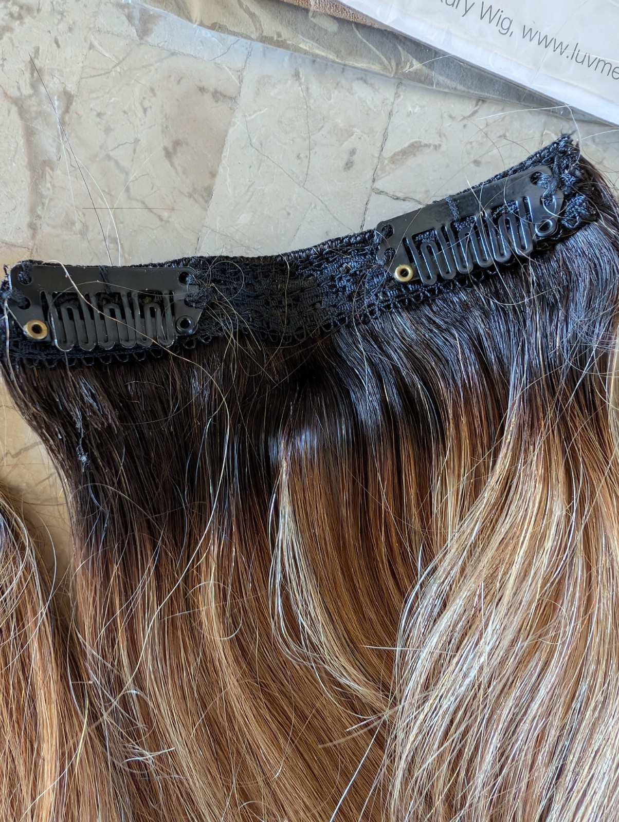 LUVME Assorted Accessories With 3 12″ Human Hair Clip In Extensions, Net Caps