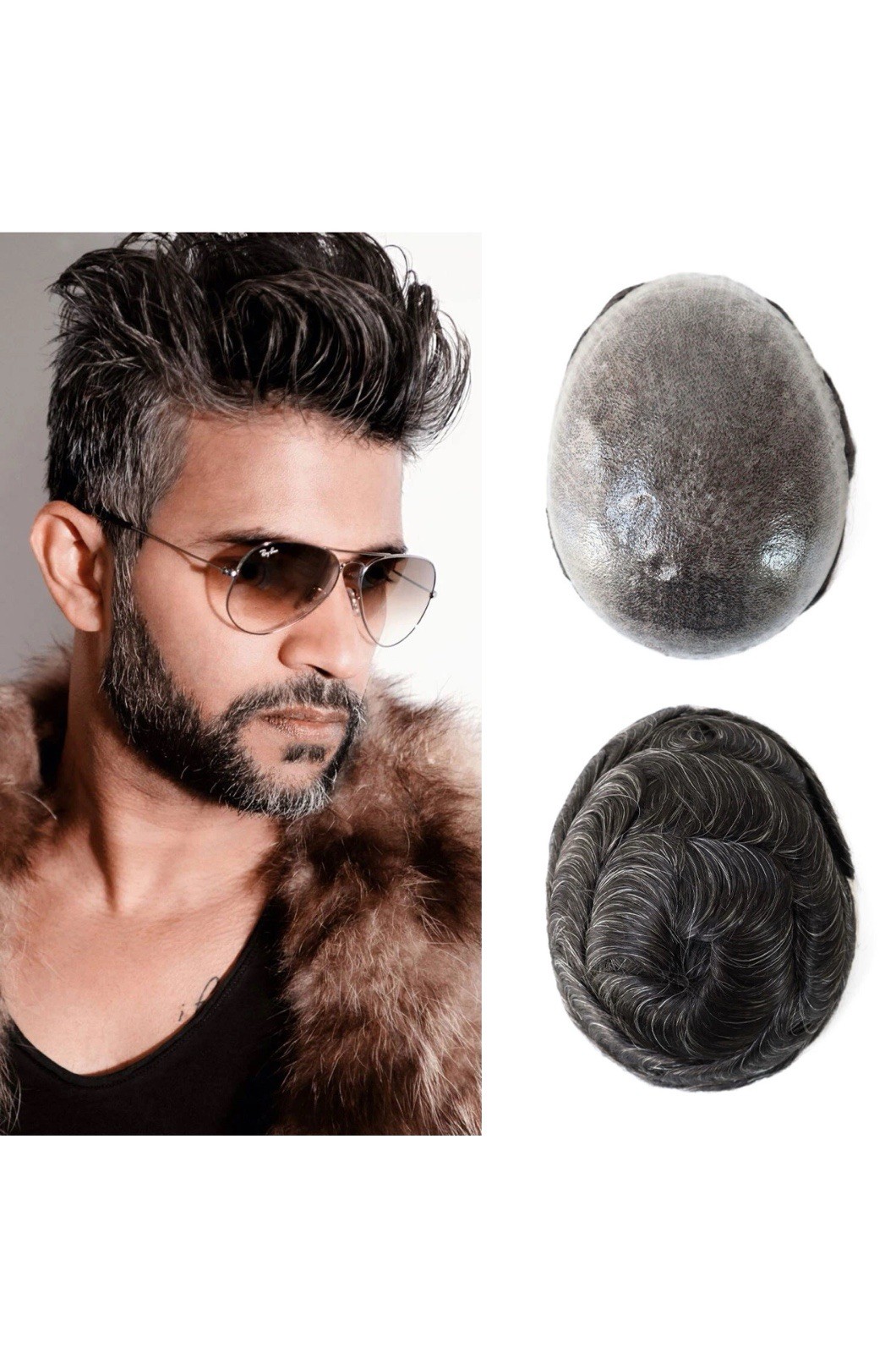 Mens Hair Replacement System Injection Skin Men Toupee Wig Hairpieces Human Hair