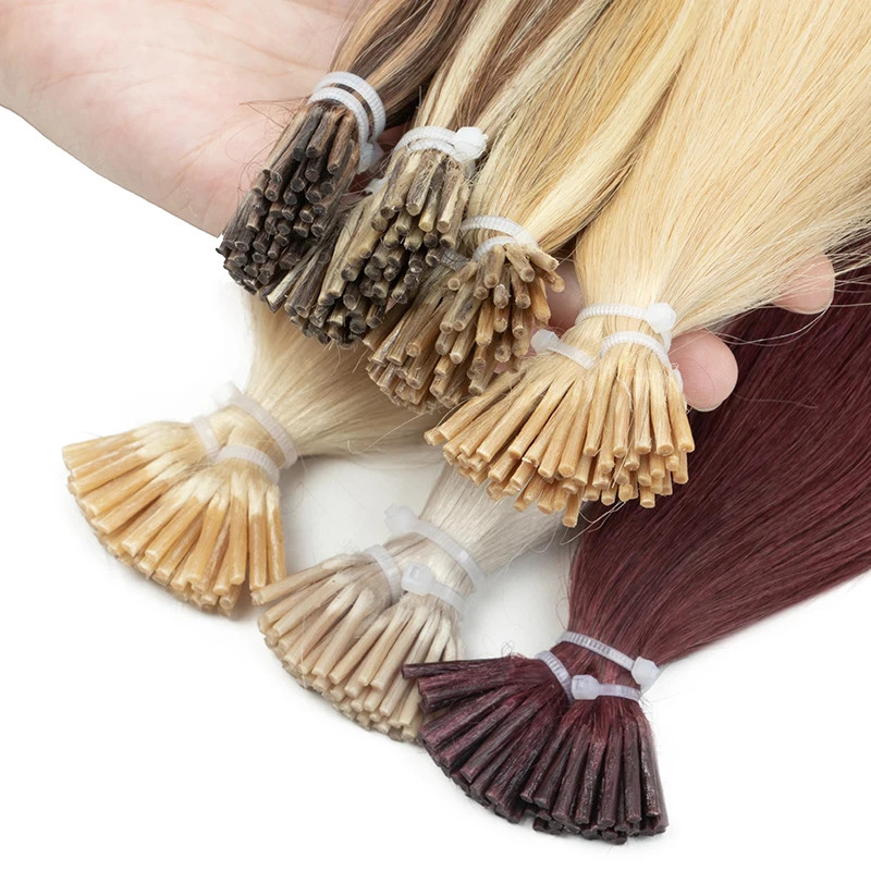 I Tip Hair Extensions Real Human Hair 30g/pack Microlink Capsules 14″