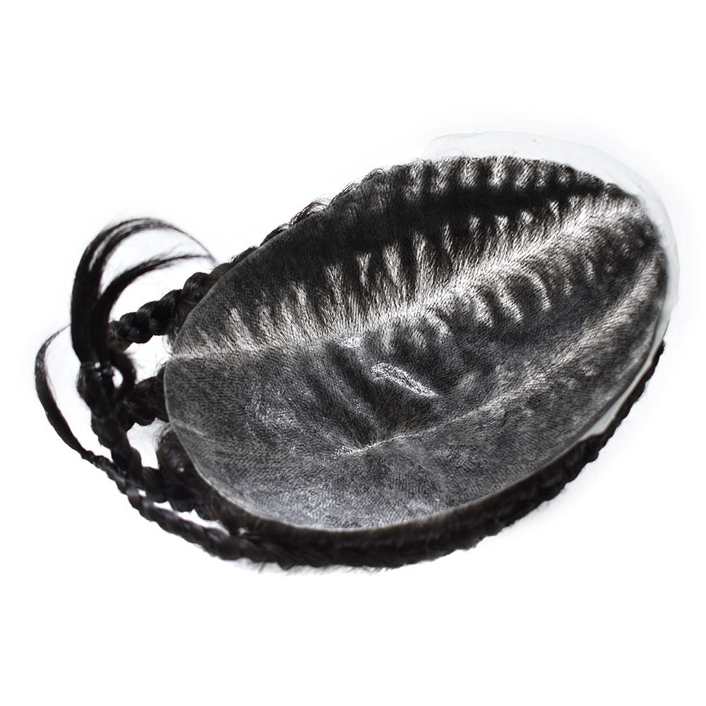Cornrow Braids Mens Toupee Full Poly Box Braided Mens Hairpiece Male Braiding