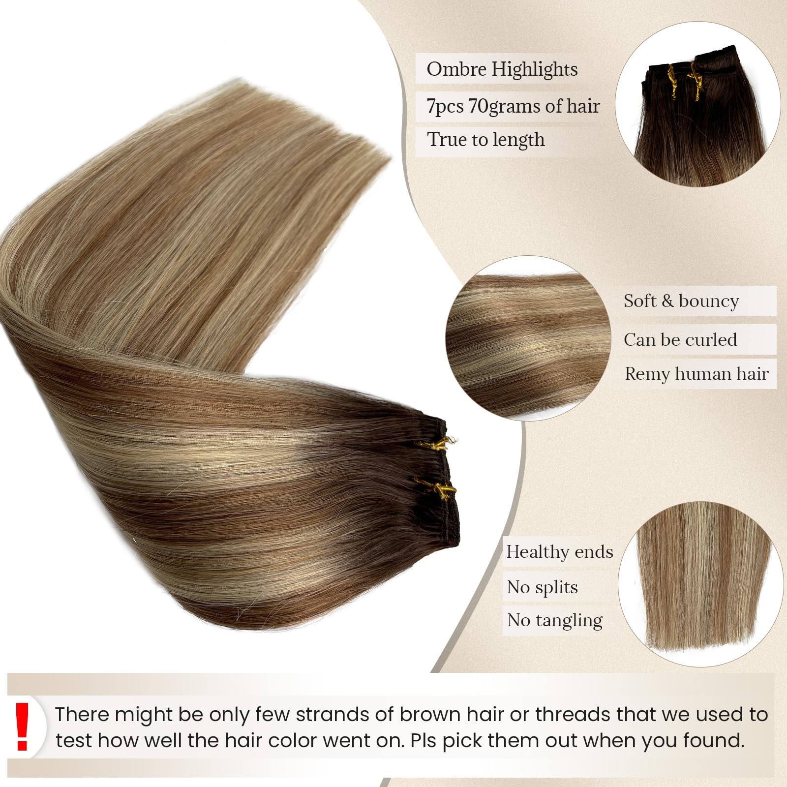 Licoville Balayage Clip In Hair Extensions Human Hair Walnut Ash Brown And