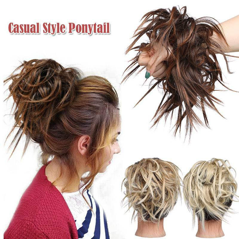 Extra Large Messy Bun Hair Extensions Scrunchie Wrap on Ponytail Updo Hair Piece