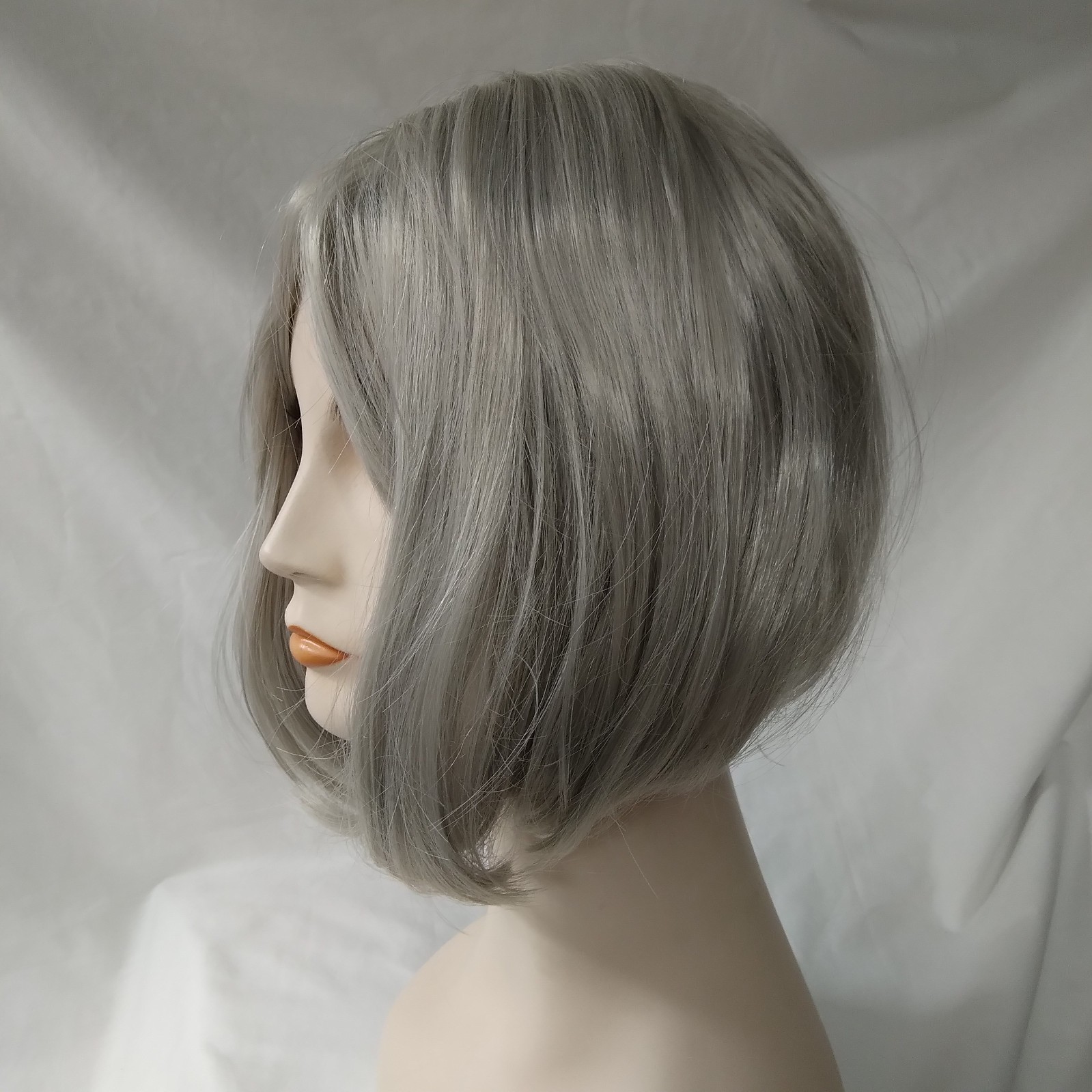 SW07 Gray Bob Wig Short 12″ women soft bangs easy to wear Colorful synthetic