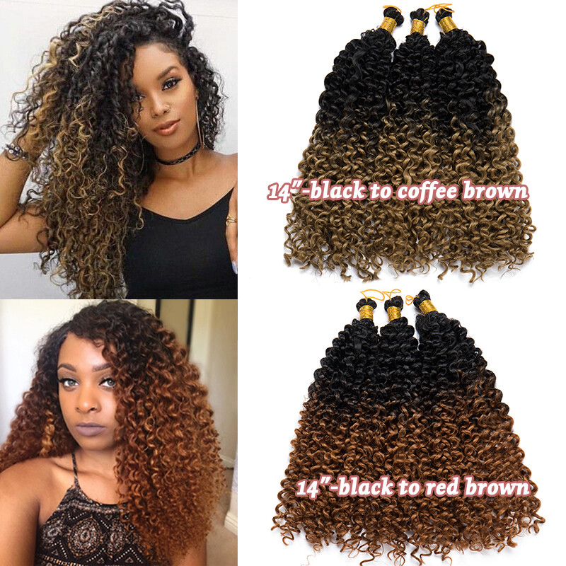 8″/14″ Water Wave Braids Twist Crochet Afro Hair Extensions Ombre Deep Curly USA