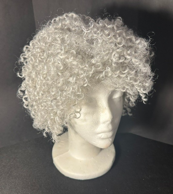 Femi Collection Grey Tight Curl Wig / 100% Synthetic / Non Flammable Fiber