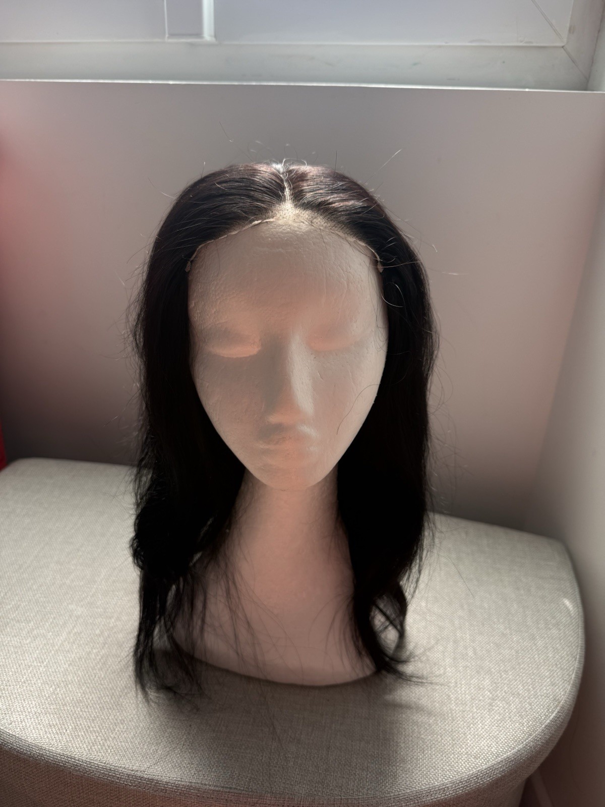Black Straight Synthetic Lace Front Clip-In Wig Adjustable Strap Free-Part