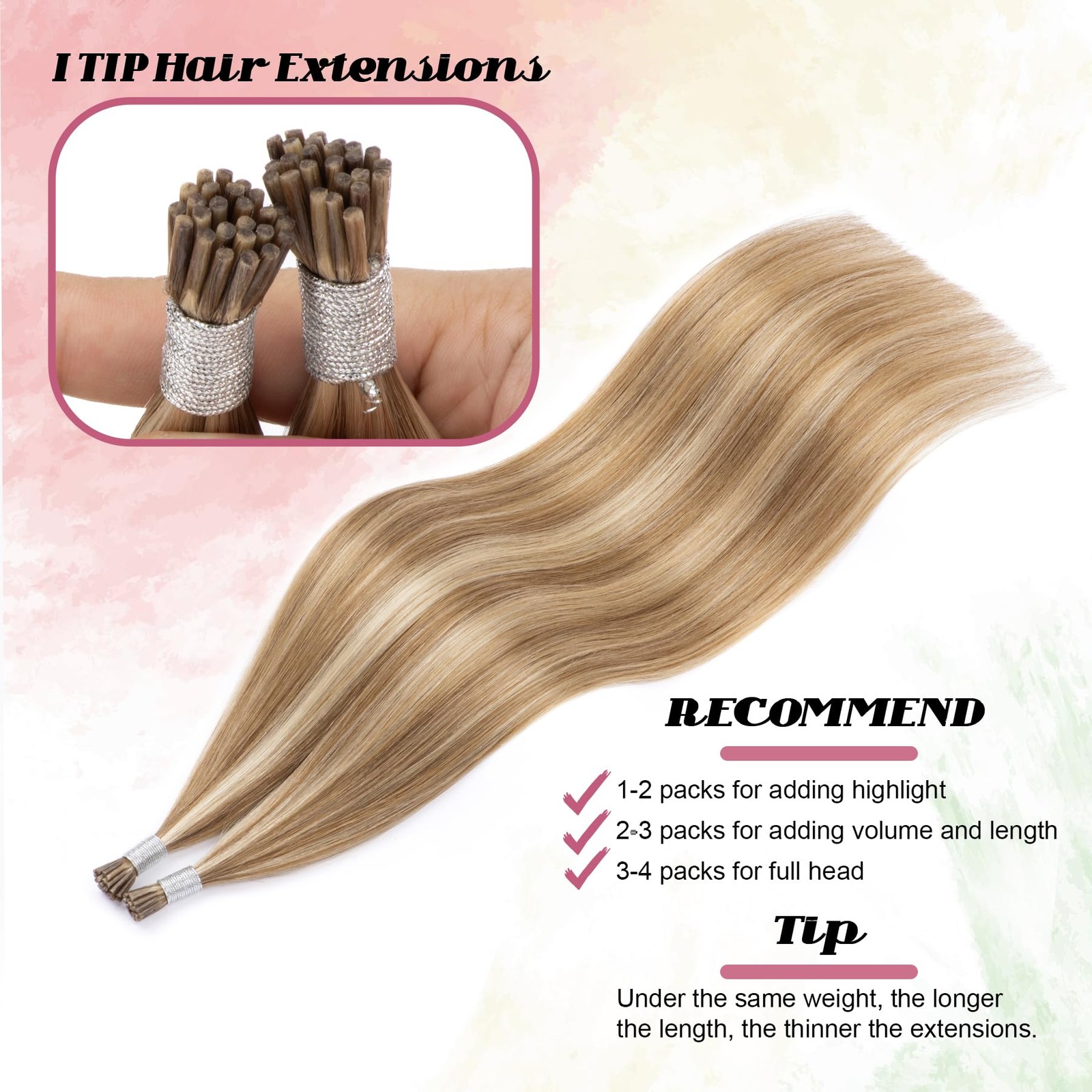 Kpvxxve Hair 18 Inch Keratin I Tips Extensions For Women I Tip Human Hair