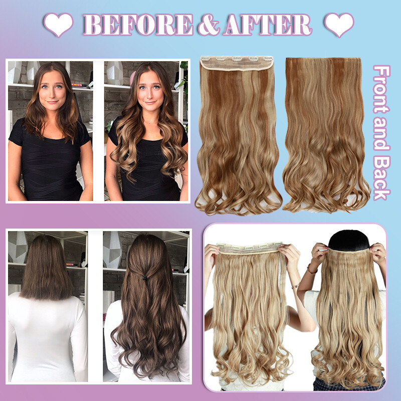17~30 Inch Clip in Hair Extensions Natural Thick Wavy 5Clips Hairpieces Balayage