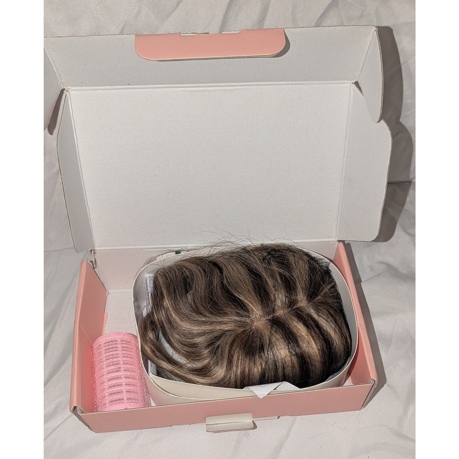 Rich Choices Human Hair Topper W/ Bangs Clip In 6″ Med Brown Highlight Blonde