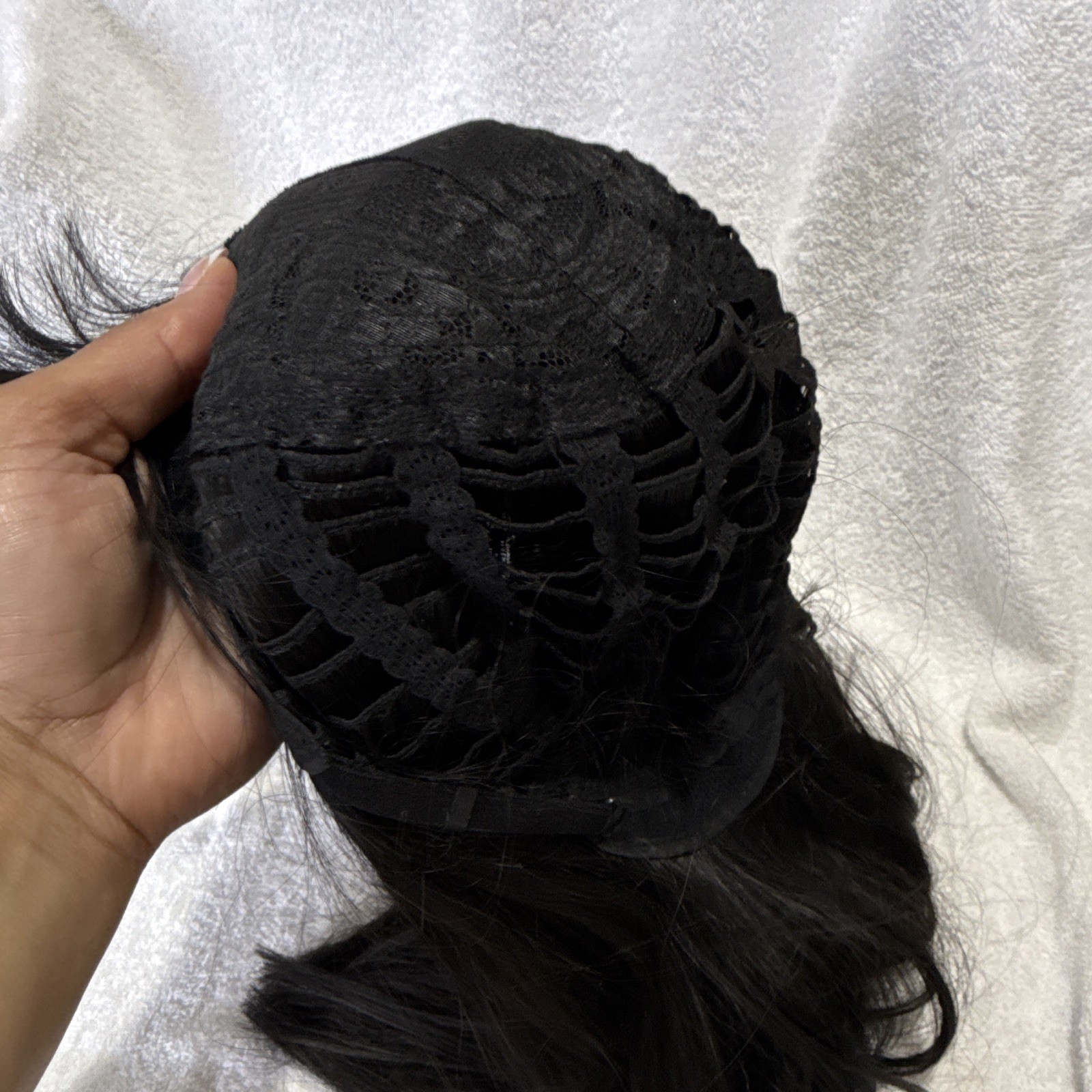 Women’s Long Black Synthetic Straight Wig, Classic Cap, C-Part, One Size #0004