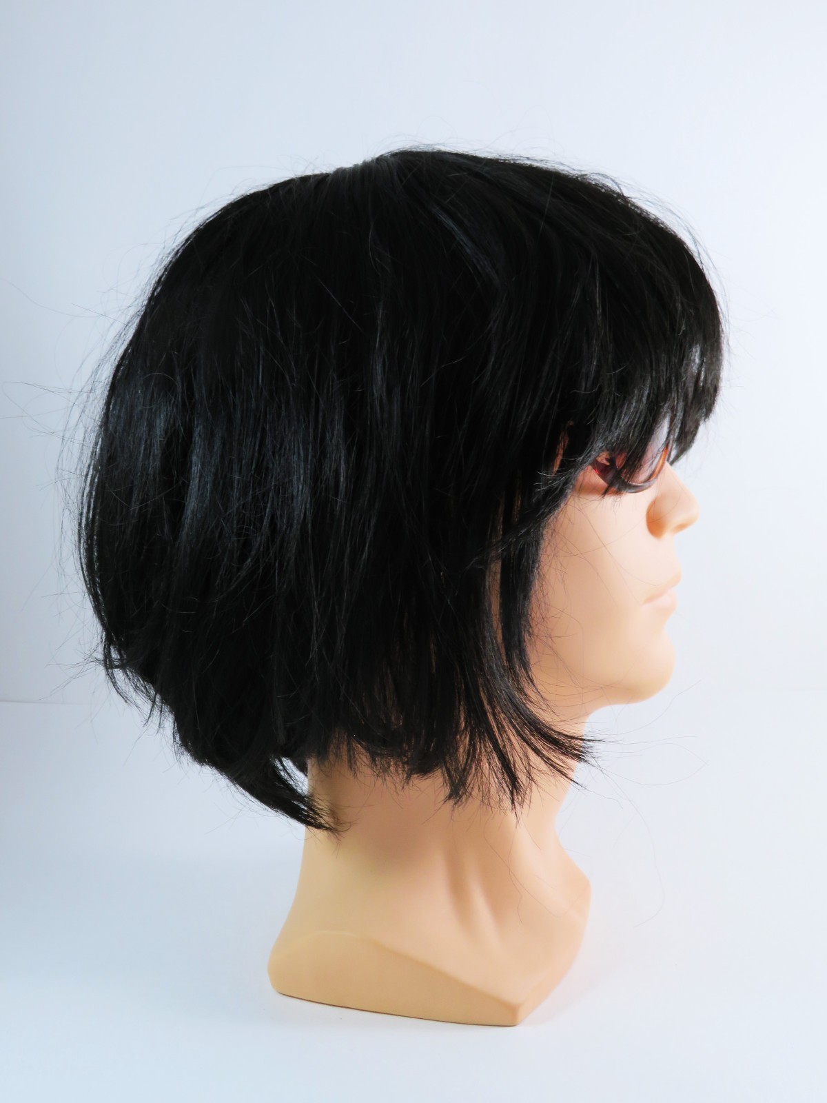 Arda Wig Synthetic Lace Front Black Shaggy Bob Hook Adjustments 11 Inches Long