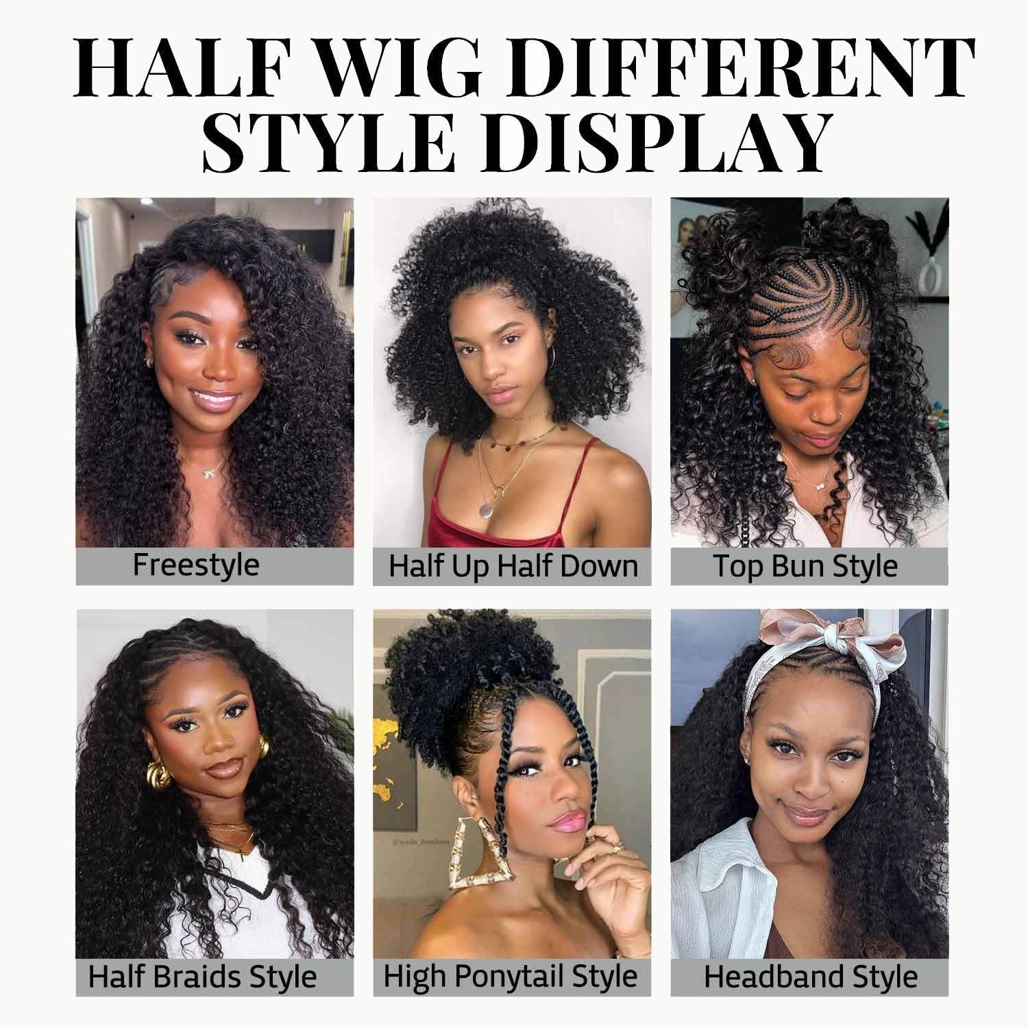 Kinky Curly Half Wig 20″ | 200% Density Glueless Drawstring Headband Wig for Wom