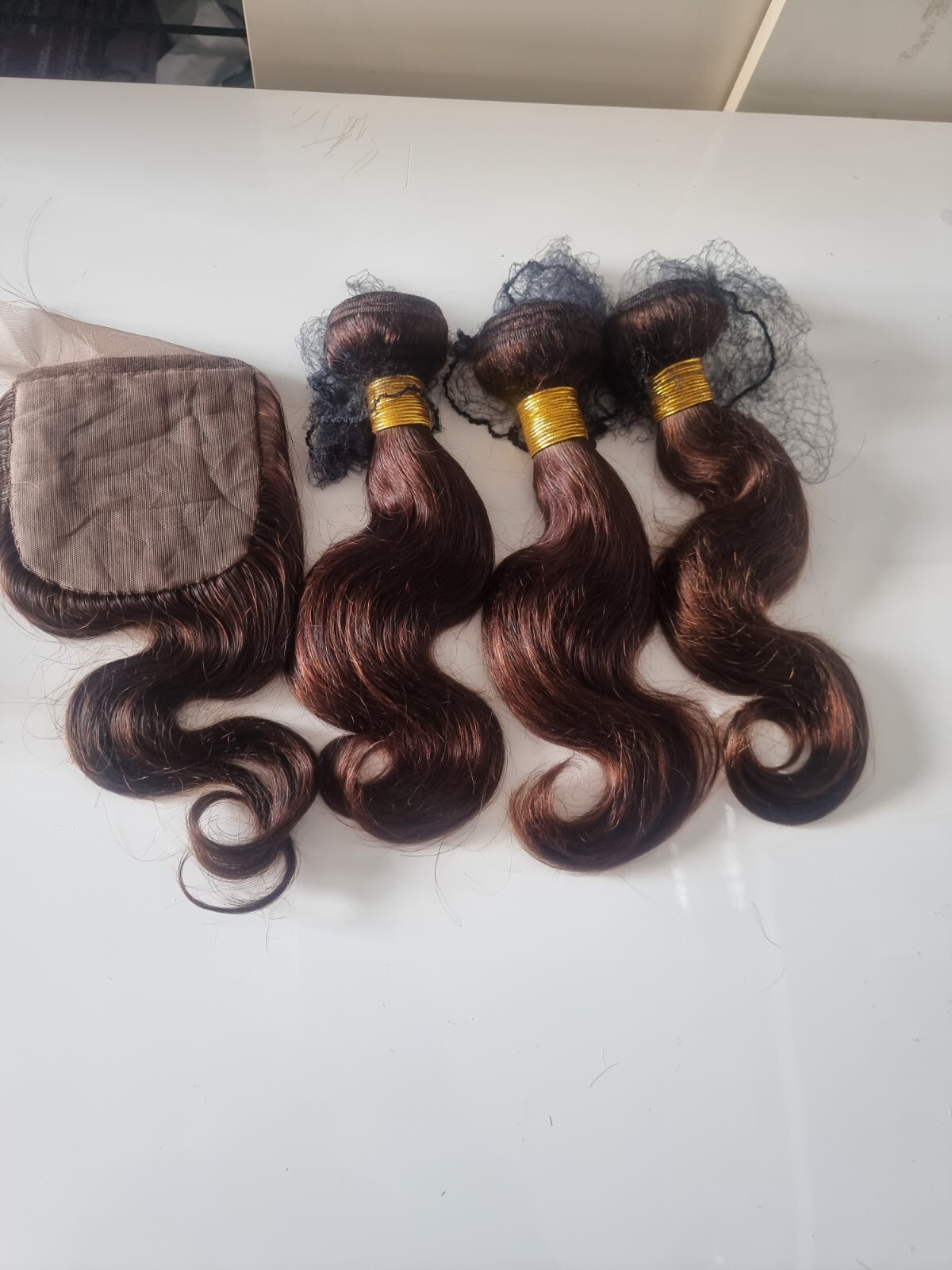 12A BRAZILIAN VIRGIN HAIR BODYWAVE 14+14+14&12INCH SILK BASE LIGHT BROWN 4# 350g