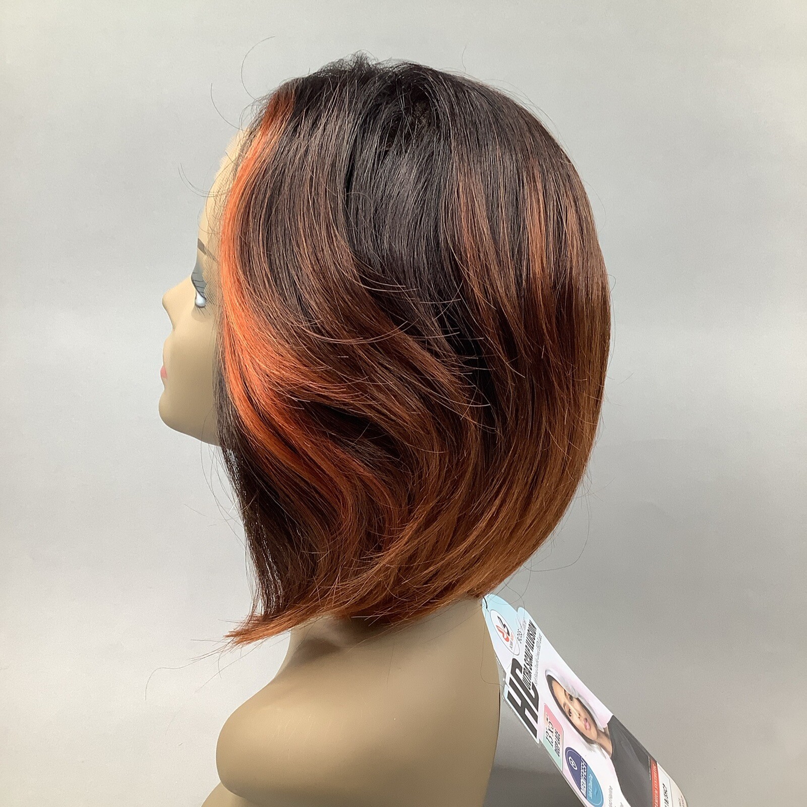 Luna Wig TTL1B/SHCP Black & Copper Curtain Bang Bob HD 13×5 Lace Front Synthetic