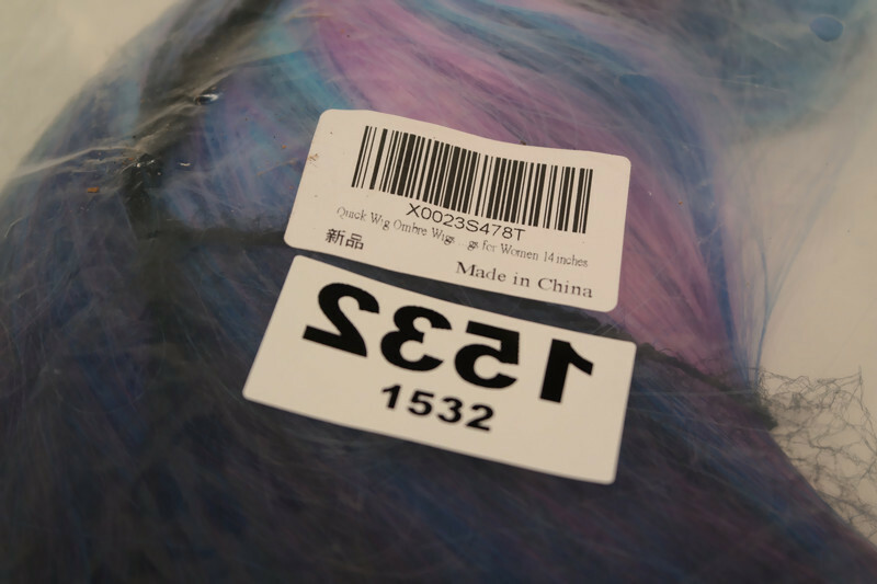 Ombre Quick Wig 14” Black Top Blue Cotton Candy Ends