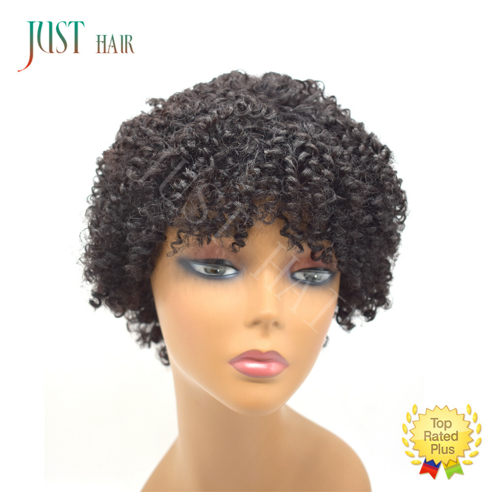 Short Afro Kinky Curly 100%Human Hair None Lace Front Wigs For Black Women 8inch
