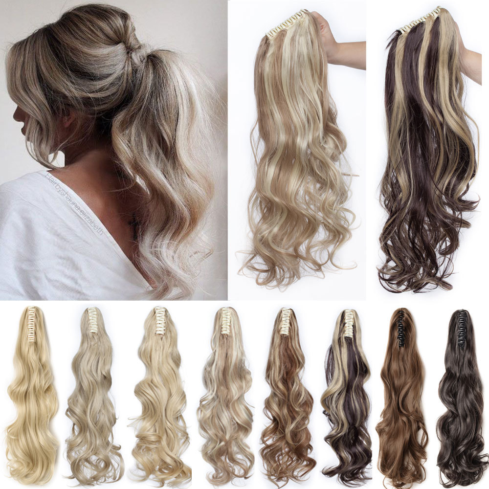12″ Short Real Clip In Pony Tail Hair Extension Claw Clip On Ponytail As Human H
