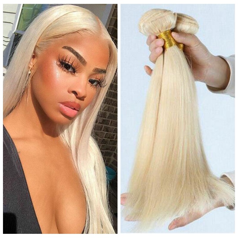 3 Bundles 24inch 613 Blonde Human Hair Weft Straight Brazilian 100% Human Hair