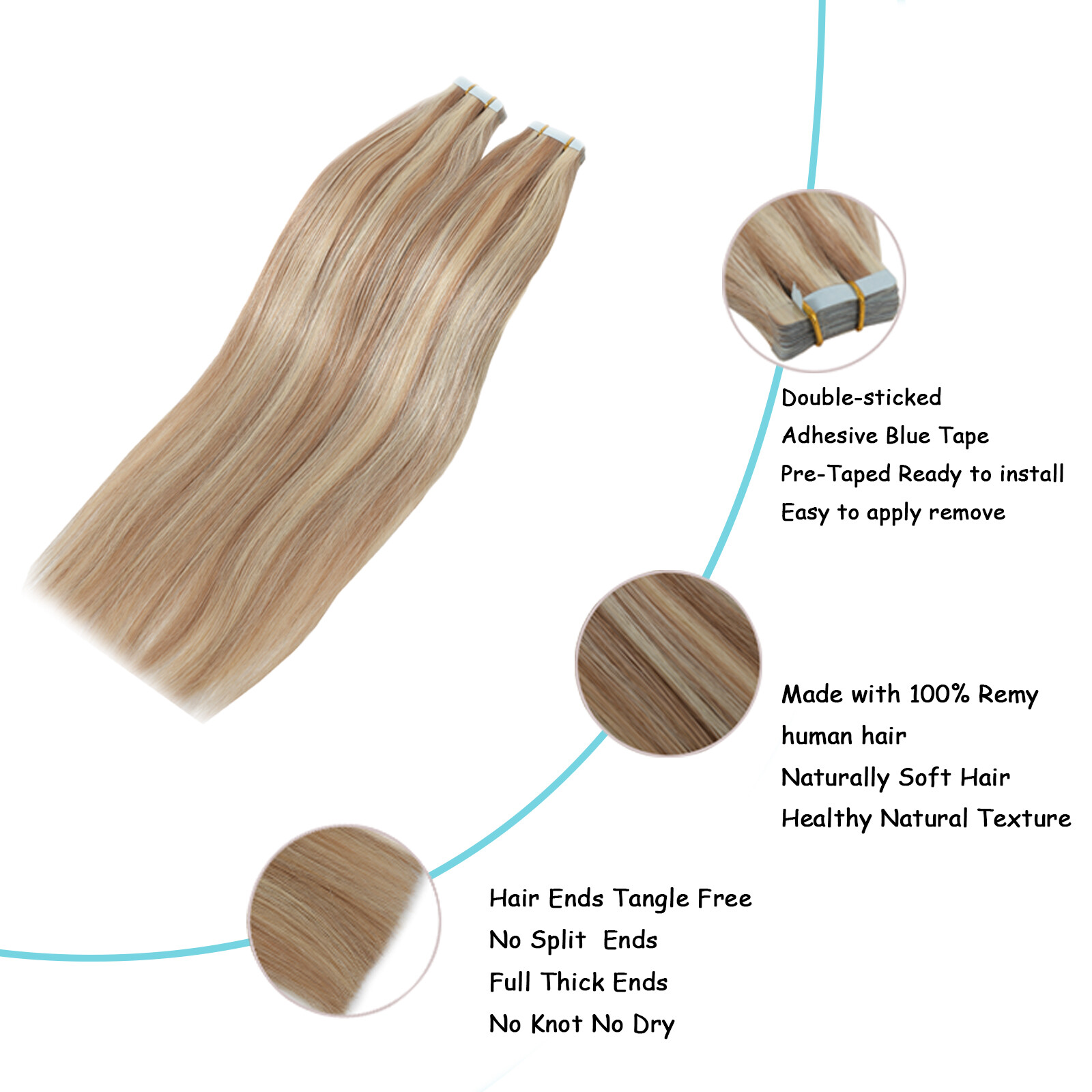 Invisible Tape In Hair Extensions Real Remy Skin Wefts Seamless Tape Hair Blonde