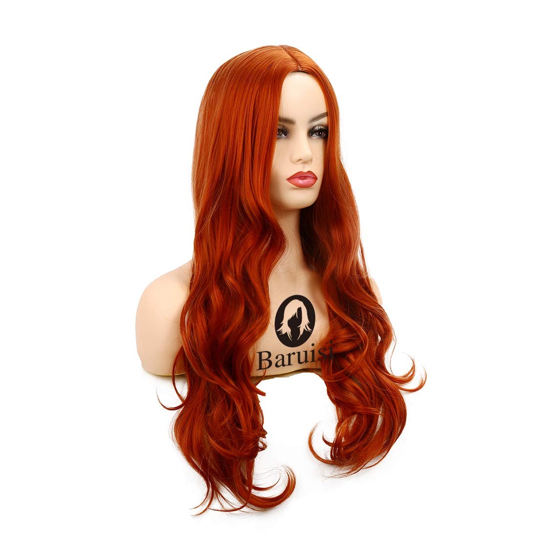 Orange Wigs for Women Long Curly Wavy Synthetic Hair Natural Middle Parting H…