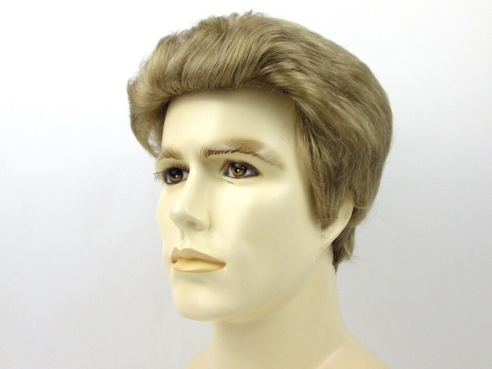 MENS MALE SHORT STRAIGHT HAIR WIG FEATHERED BACK POMPADOUR SIDE PART GREGORY
