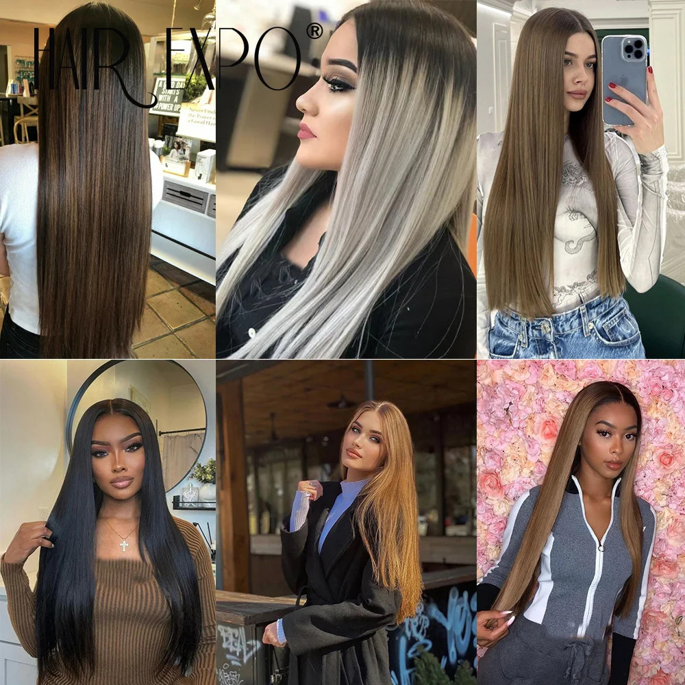 Smooth Long Ombre 26Inch Synthetic Yaki Straight Hair Bundles 150g Natural Hair
