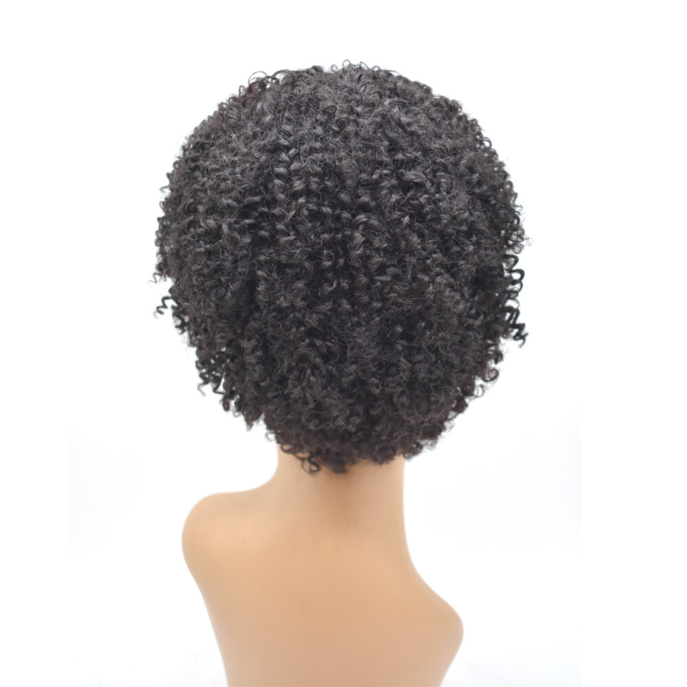 Kinky Curly Short Human Hair Afro Wigs for Black Women with Bangs Brazilian US
