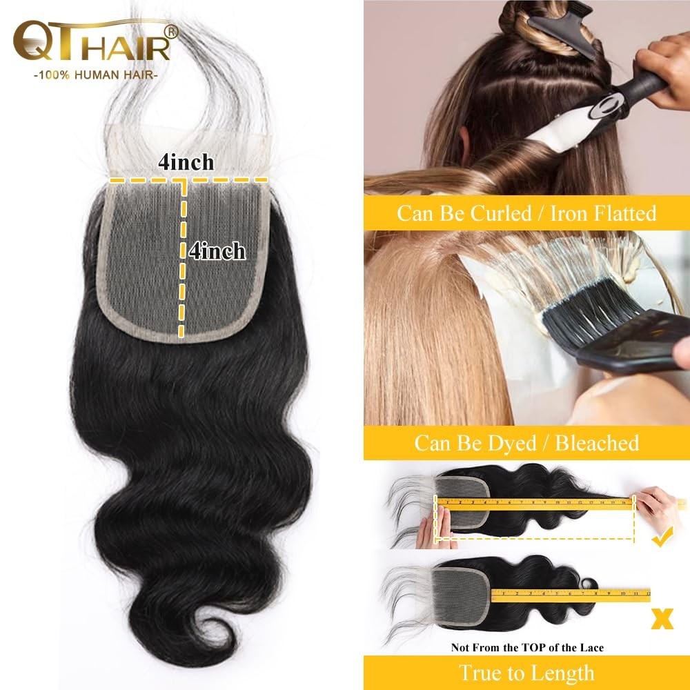 18A Brazilian Body Wave Lace Closure 20″ Natural Black Swiss Lace 150% Density