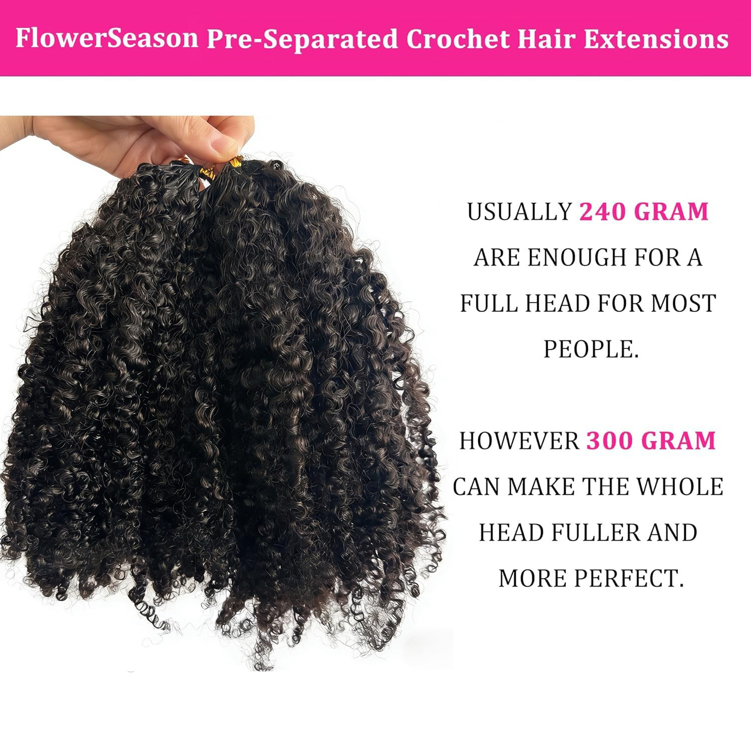 Afro Kinky Curly Knotless Pre-Separated Crochet Hair Extensions Kinky Curly Feat