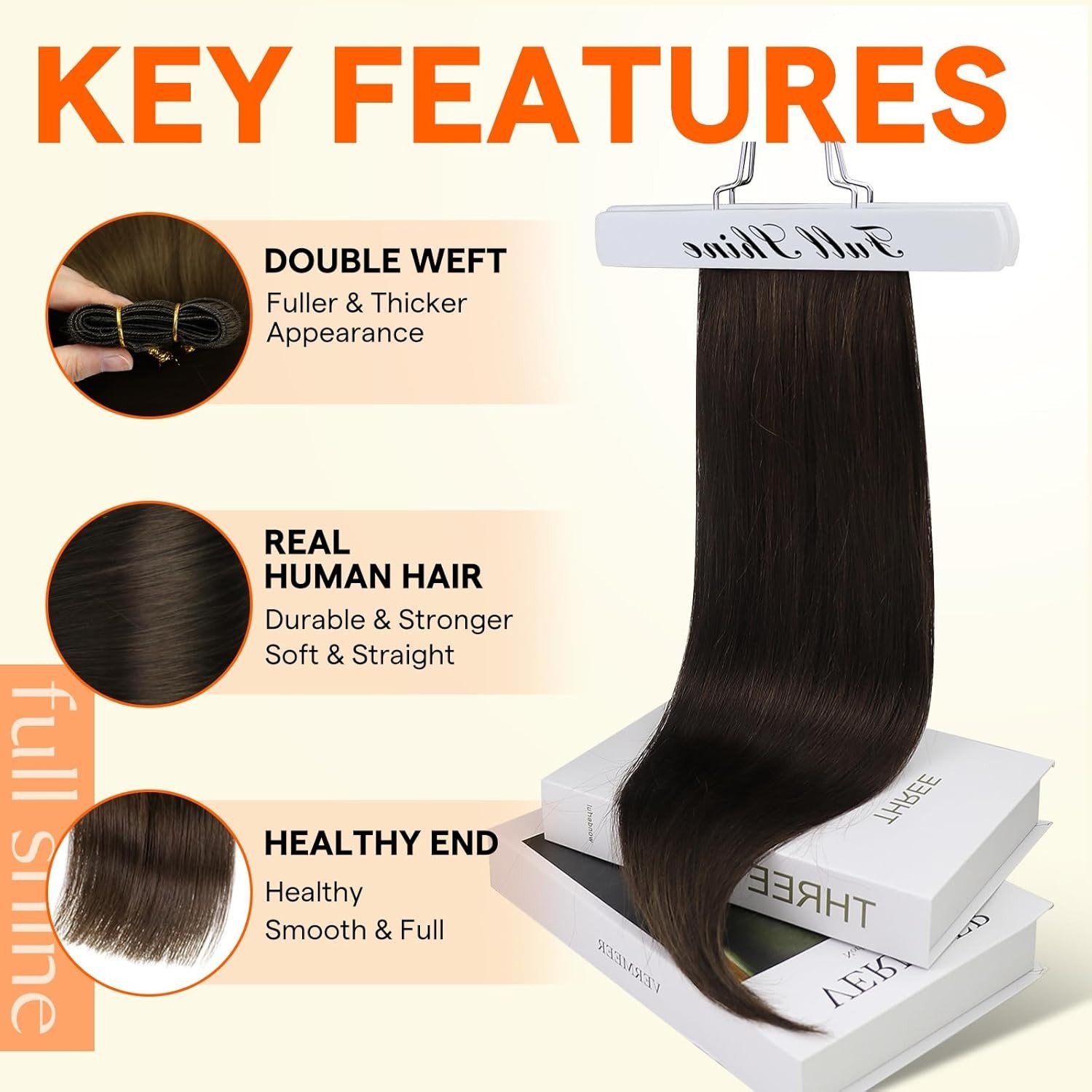 Real Remy 22 Inch Sew-In Hair Extensions – Soft Double Weft Weaves in Dark Brown