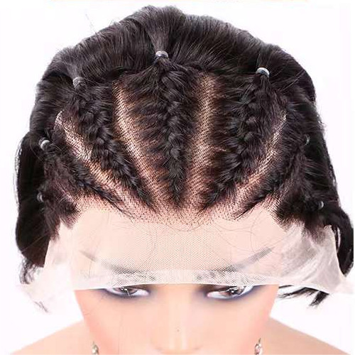 6 Inch Black Short Straight Wigs 13×6 Lace Front Braid 100% Human Hair Wig Women