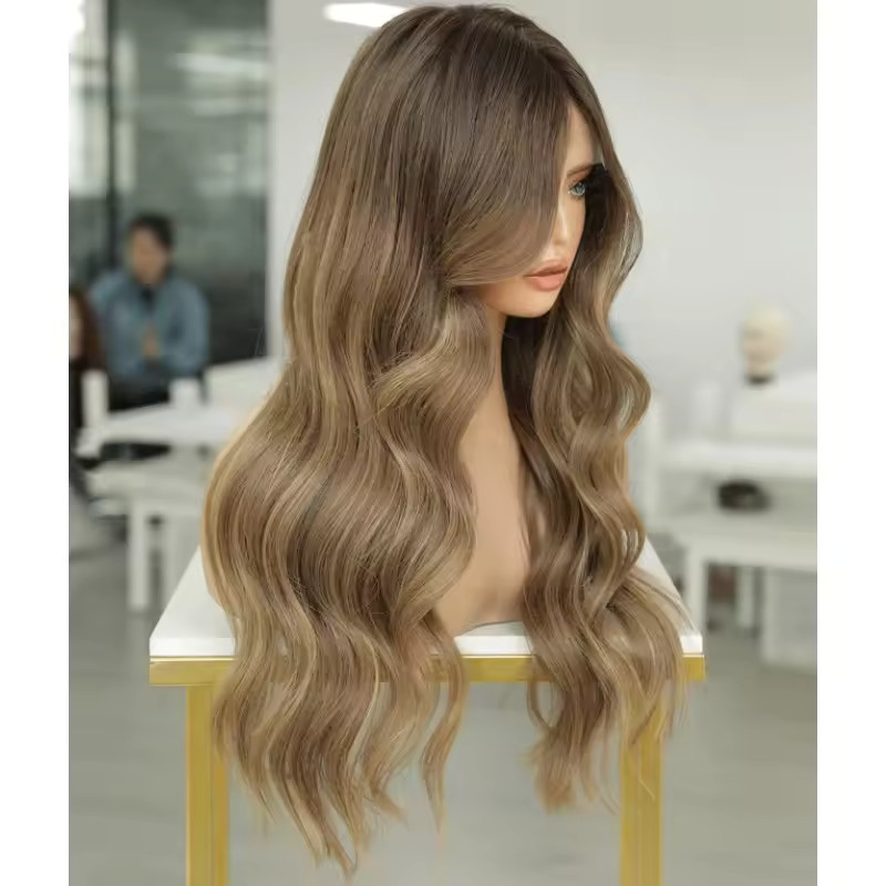 Ombre Light Warm Brown Wave Wigs 13×4 Lace Front 100% Human Hair Wigs
