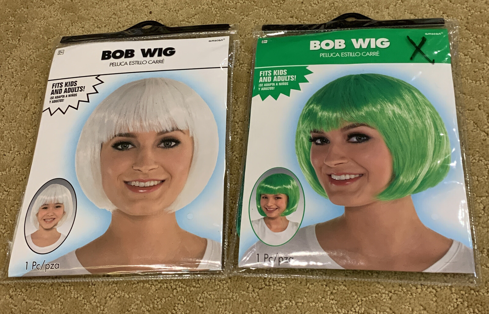 Amscan Cosplay Green-White Bob Wig Kids Adults synthetic Halloween Costume Fairy