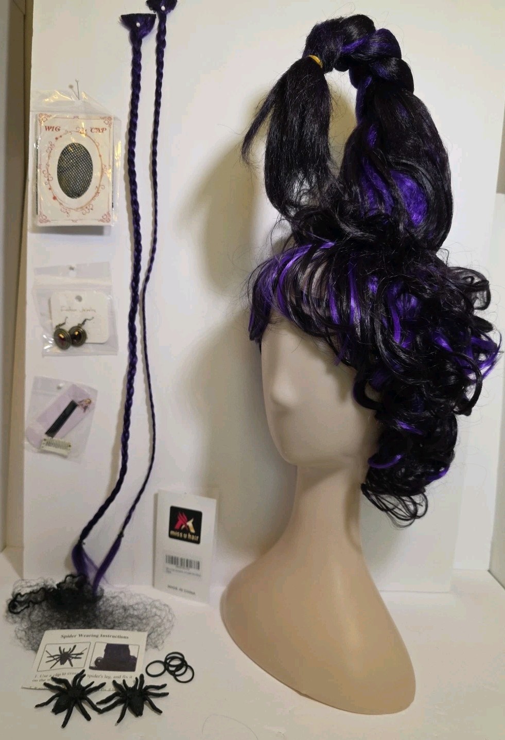 Miss U Hair Purple & Black Cosplay Wig Updo Costume Annamation Spider Halloween