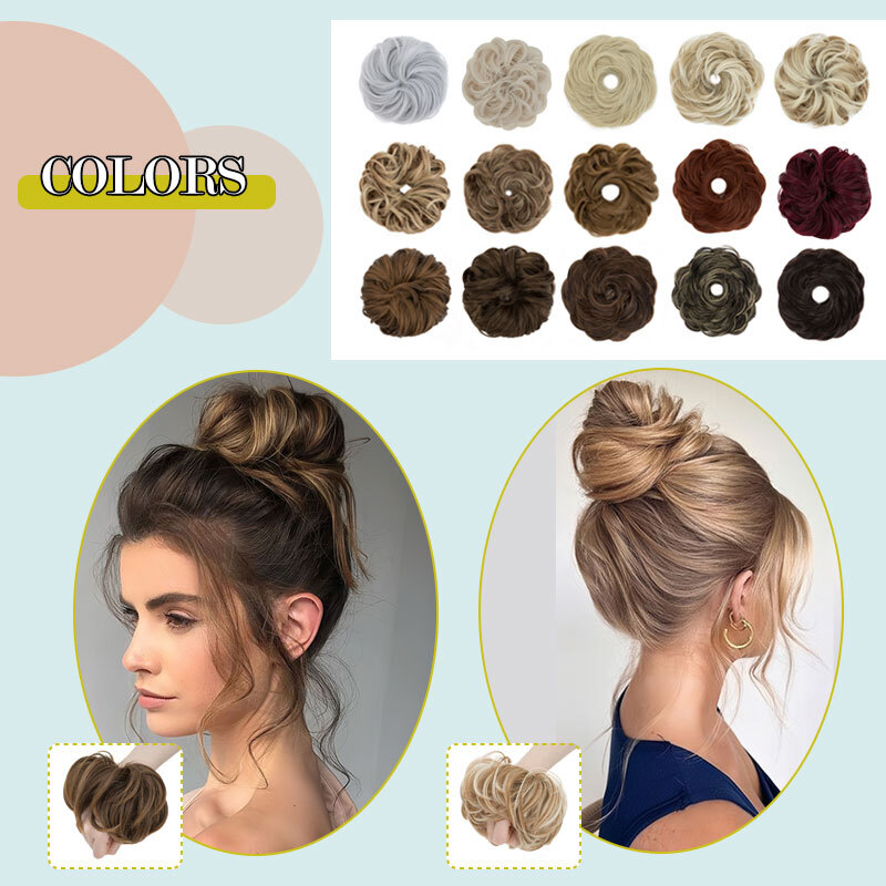 Women Girls Donut Hair Scrunchie Natural Easy Bun Hairpiece Messy Updo Extension