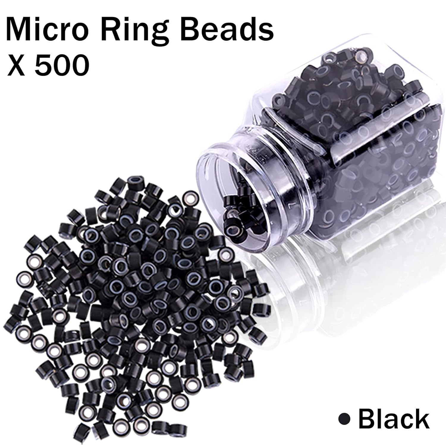 Hair Extension Tools Kit, 500 Pcs Black Micro Ring,2 Hook Needle, 1 Comb and 2 B