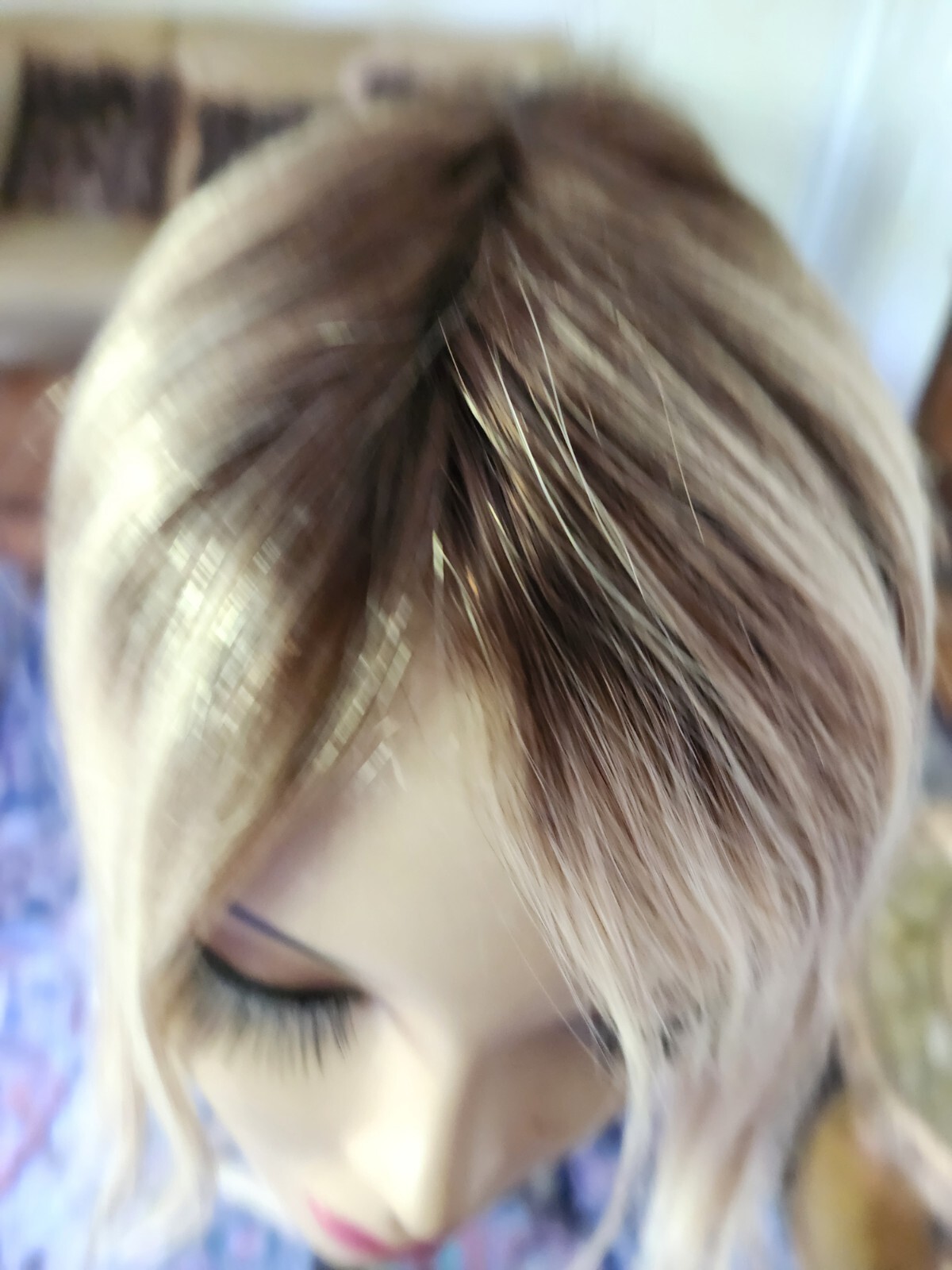 HUMAN HAIR MINI LIGHT BLONDE MONO LACE TOPPER LIGHT ROOTS 5″X5″ 13″ LONG