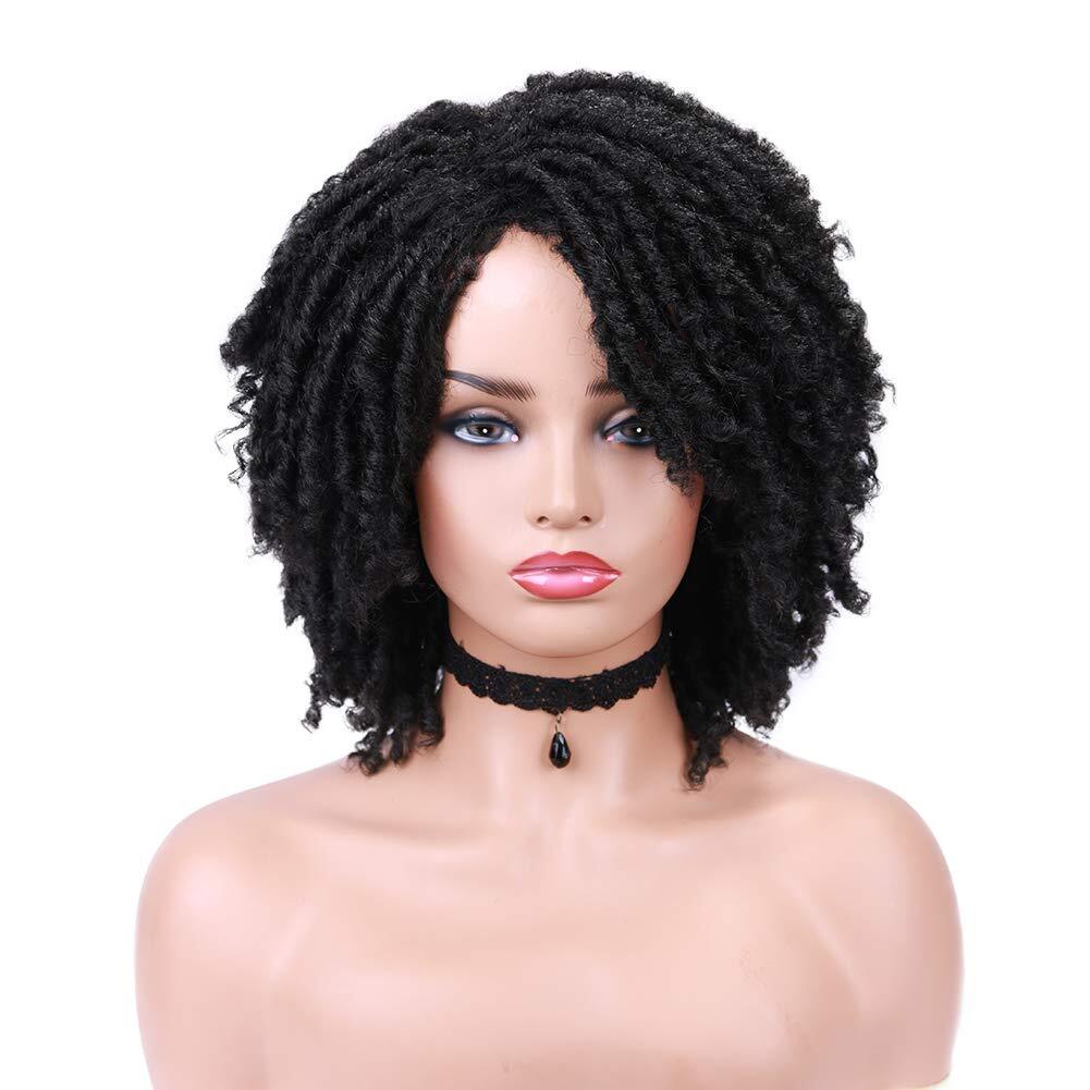 Dreadlock Wig Short Twist Wigs for Black Women Short Curly Braided Natural Black
