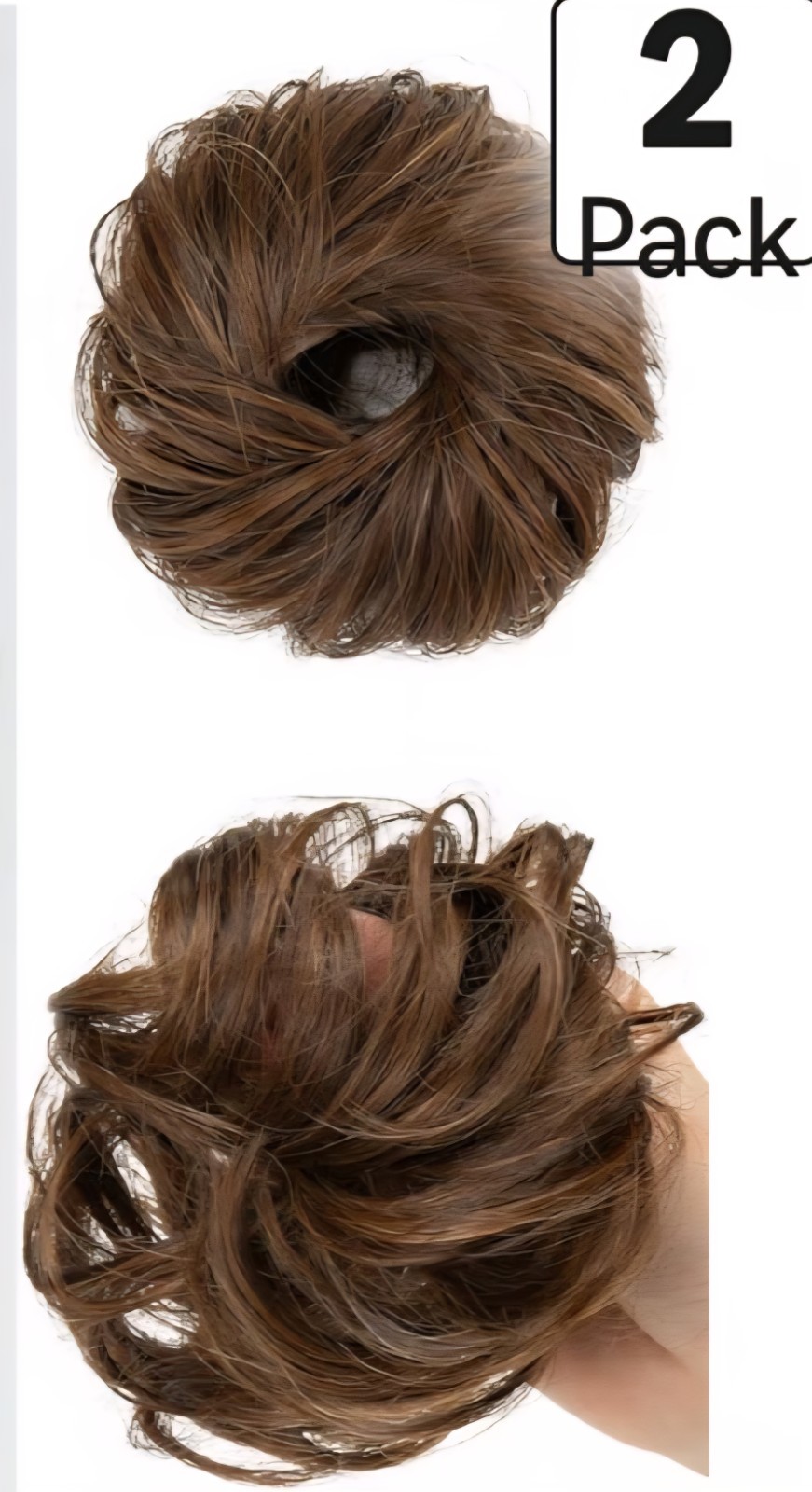2PCs Small Cute Messy Bun Hair Piece for Thin Hair Women Mini Synthetic Curly…